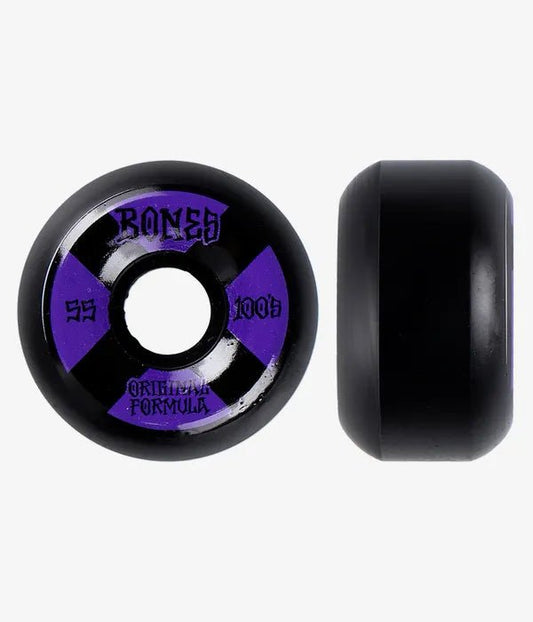 Bones 100's OG V5 Skateboard Wheels Black/Purple (4 pack) - Soul Performance Surf & Skate - Bones