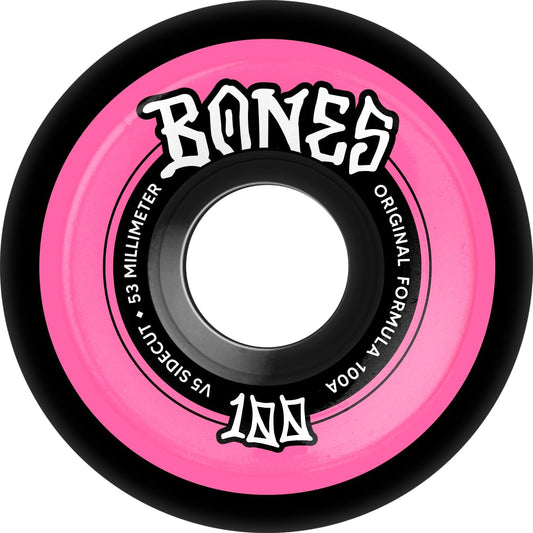 Bones Wheels OG Formula Sidecuts 100's Skateboard Wheels, 53mm, 100A, V5 Sidecut, Black - Soul Performance Surf & Skate - Bones