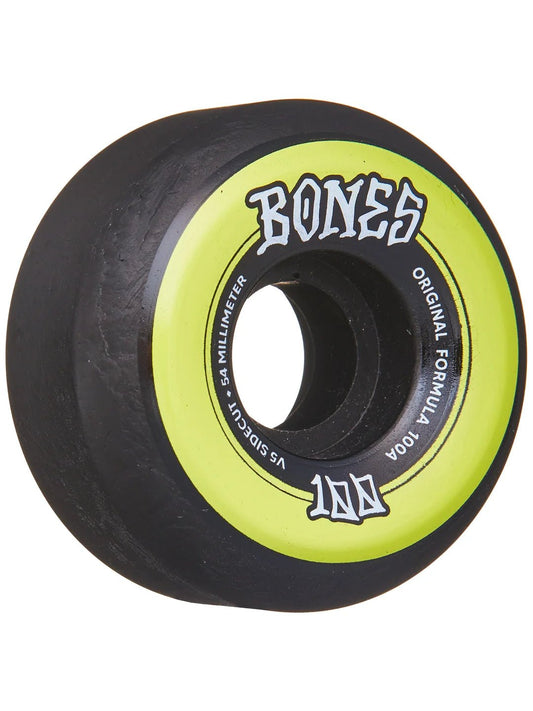 BONES WHEELS OG Formula Skateboard Wheels SIDECUT 100'S 52 V5 ORIGINAL FORMULA 100A 4PK - YELLOW/BLACK - Soul Performance Surf & Skate - Bones