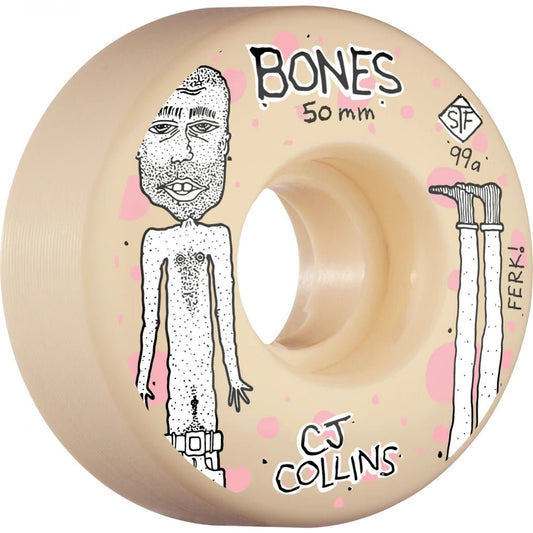 Bones Wheels Pro STF Skateboard Wheels Collins Ferk 50mm V3 Slim 99A 4pk - Soul Performance Surf & Skate - Bones
