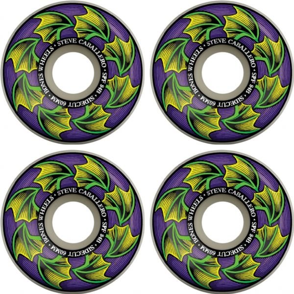 Bones Wheels Steve Caballero SPF V5 Sidecut Bat Wings White Skateboard Wheels - 60mm 84b (Set of 4) - Soul Performance Surf & Skate - Bones