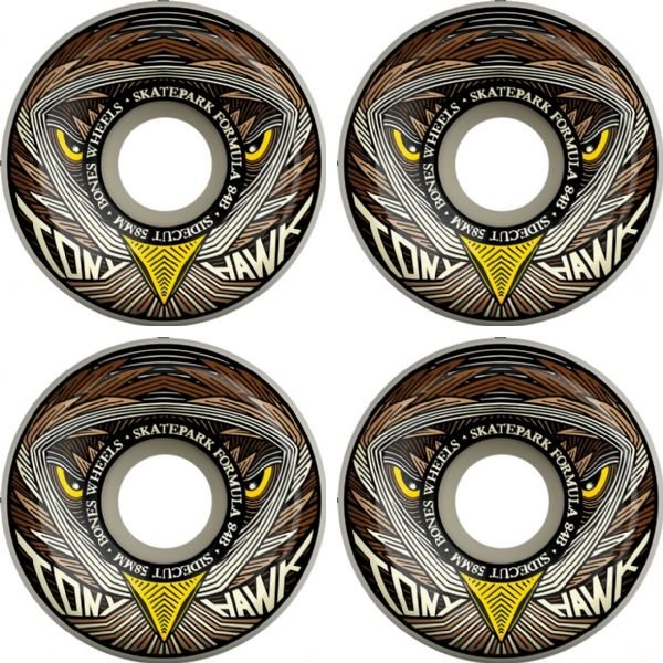 Bones Wheels Tony Hawk SPF V5 Sidecut Night Hawk White Skateboard Wheels - 58mm 84b (Set of 4) - Soul Performance Surf & Skate - Bones
