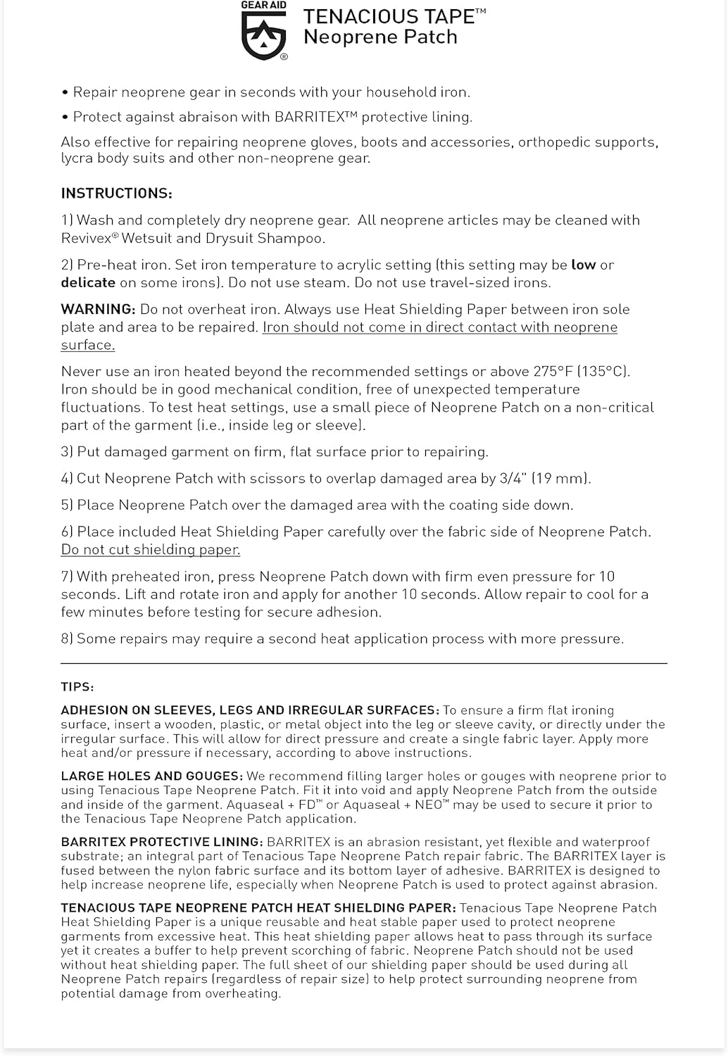 GEAR AID Wetsuit Repair Kit with Neoprene Patch, Fix Seams and Tears , Black , 6” x 10" - Soul Performance Surf & Skate - Block Surf