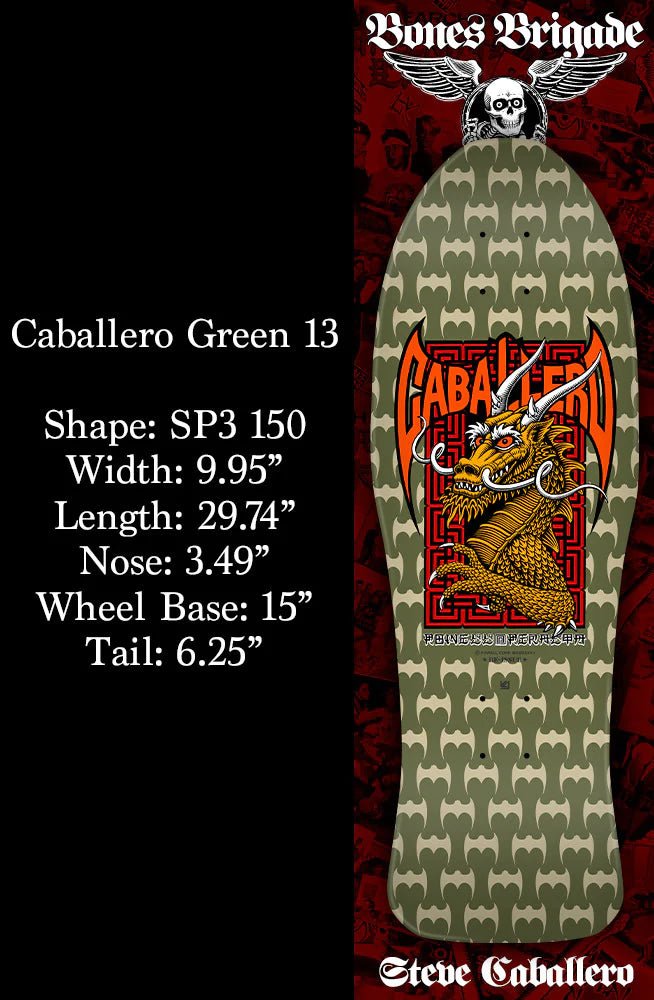 Powell Peralta Re-Issue Limited Skateboard Deck Steve Caballero Dark Green S13 - Soul Performance Surf & Skate - Powell Peralta