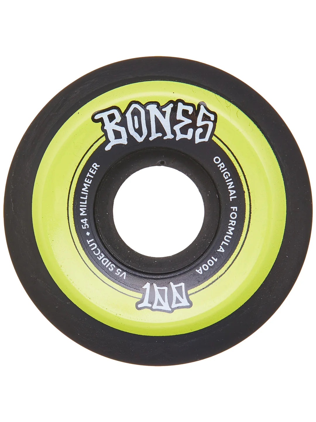 BONES WHEELS OG Formula Skateboard Wheels SIDECUT 100'S 52 V5 ORIGINAL FORMULA 100A 4PK- YELLOW/BLACK