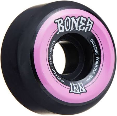 Bones Wheels OG Formula Sidecuts 100's Skateboard Wheels, 53mm, 100A, V5 Sidecut, Black