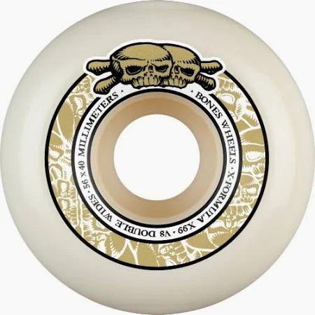 BONES WHEELS X-Formula Skateboard Wheels Double Wides V8 56mm X99 4PK White