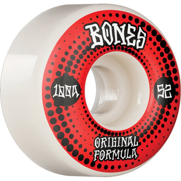 BONES WHEELS OG Formula Skateboard Wheels Originals 52mm V5 Sidecut 4pk White 100A