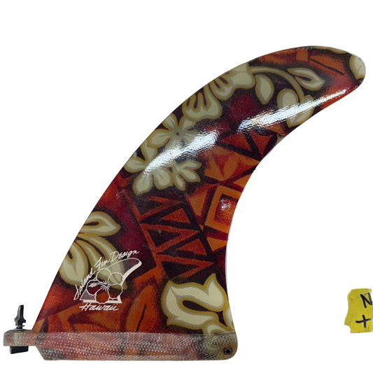 Island Fin Design Single Fin Red Floral 10"