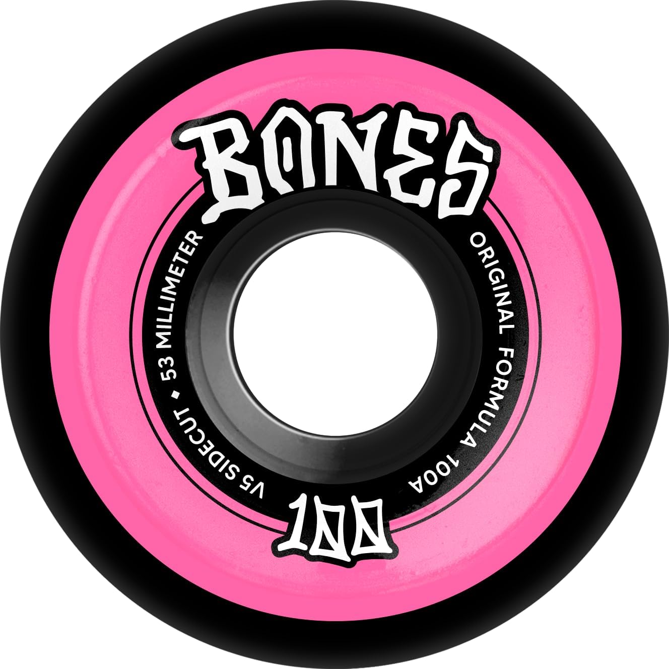 Bones Wheels OG Formula Sidecuts 100's Skateboard Wheels, 53mm, 100A, V5 Sidecut, Black - Soul Performance Surf & Skate - Bones
