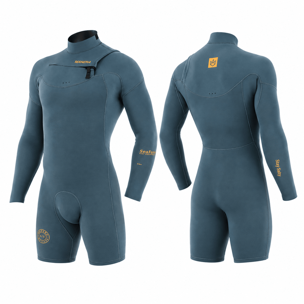 MEN SEAFARER HYBRID 3/2MM CHEST ZIP LONG SLEEVE SPRINGSUIT. COLOR: PEWTER - Soul Performance Surf & Skate - Manera