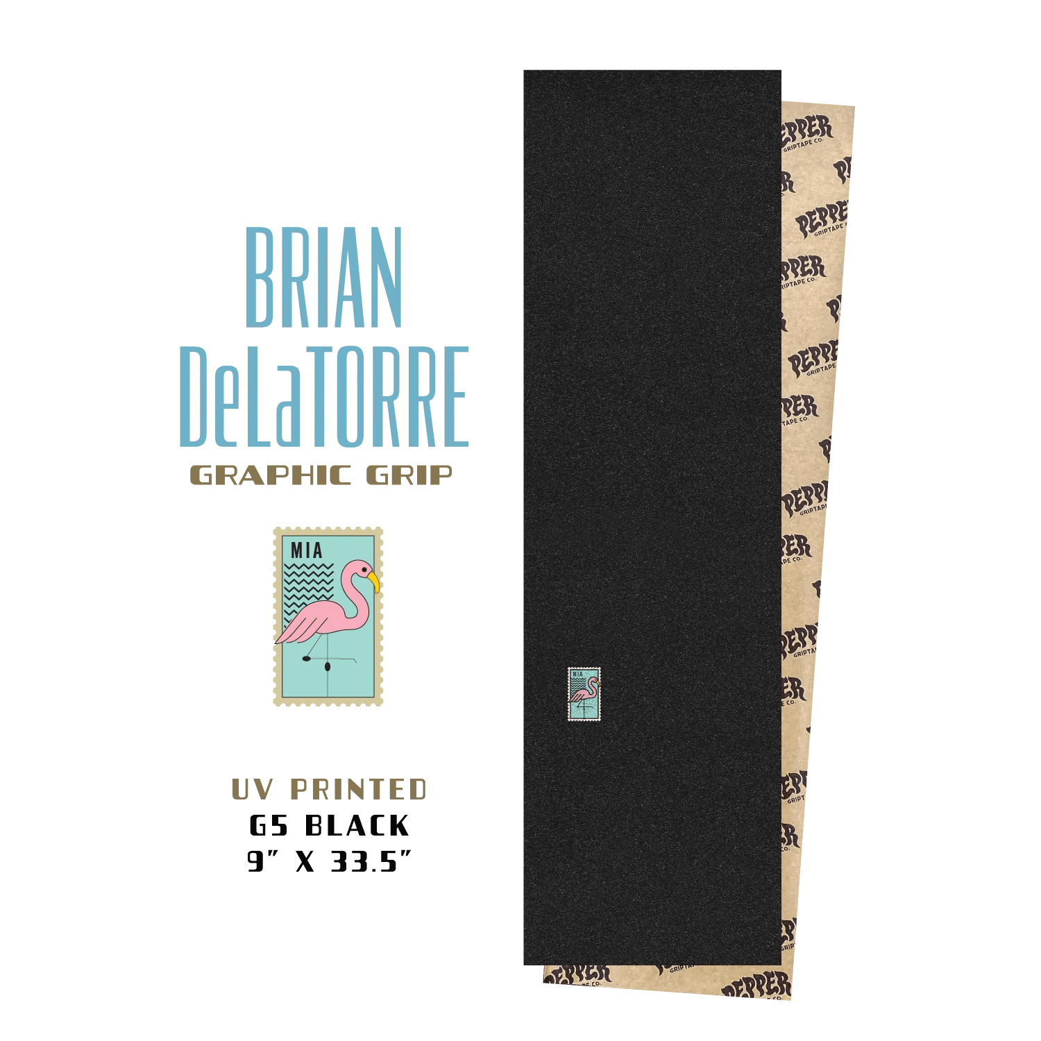 Pepper Grip Tape Co G5 Brian DeLaTorre Griptape - 9" x 33.5" - Soul Performance Surf & Skate - Pepper