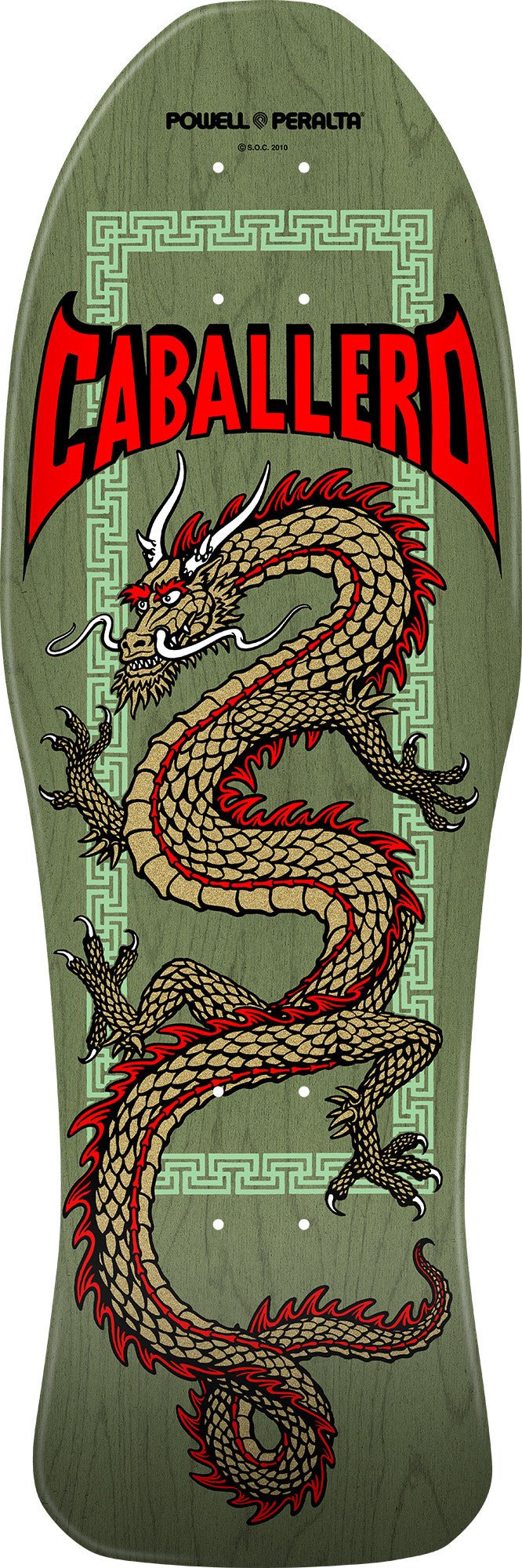 Powell Peralta Steve Caballero Chinese Dragon Reissue Skateboard Deck Sage Green - 10 x 30 - Soul Performance Surf & Skate - Powell Peralta